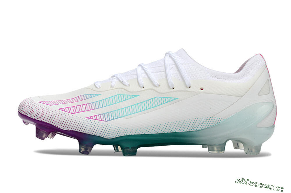 Men's Adidas X23 crazyfast.1 Messi FG Firm Ground Low-Tops Football Boots - White/Pink/Green 0