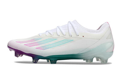 Men's Adidas X23 crazyfast.1 Messi FG Firm Ground Low-Tops Football Boots - White/Pink/Green