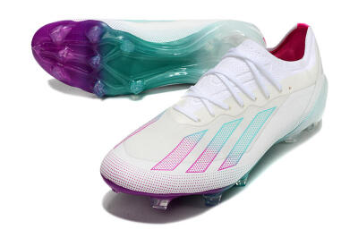 Men's Adidas X23 crazyfast.1 Messi FG Firm Ground Low-Tops Football Boots - White/Pink/Green