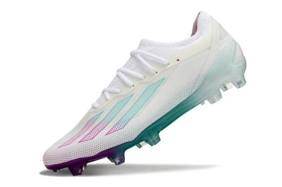 Men's Adidas X23 crazyfast.1 Messi FG Firm Ground Low-Tops Football Boots - White/Pink/Green