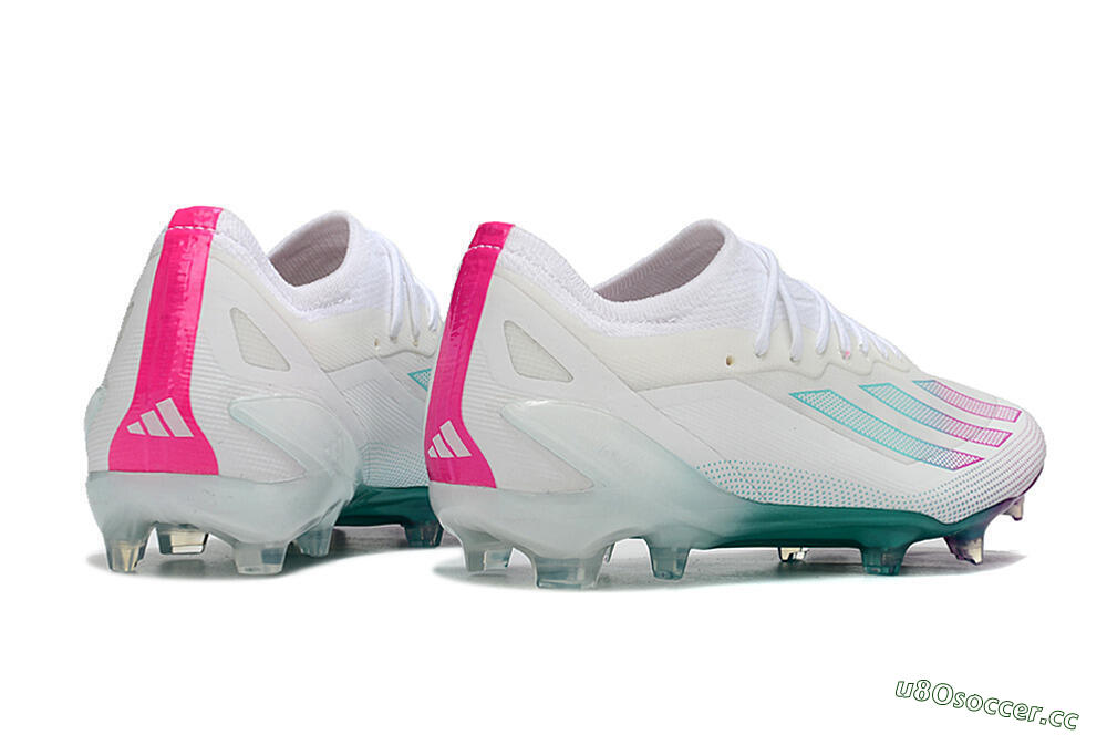 Men's Adidas X23 crazyfast.1 Messi FG Firm Ground Low-Tops Football Boots - White/Pink/Green 6