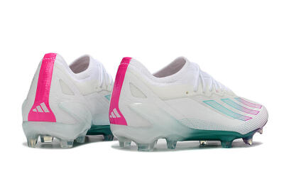 Men's Adidas X23 crazyfast.1 Messi FG Firm Ground Low-Tops Football Boots - White/Pink/Green
