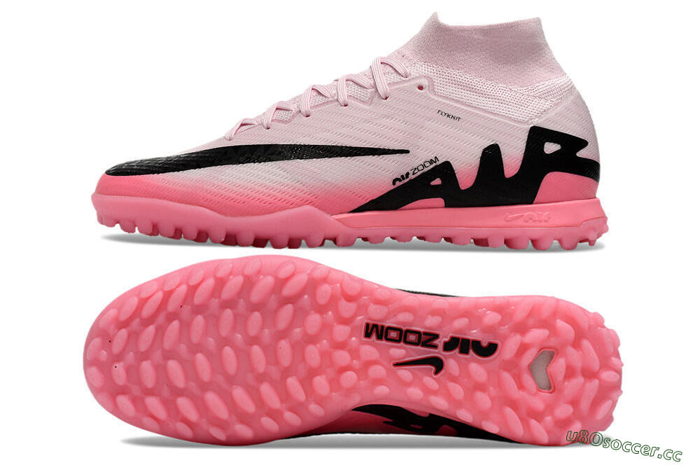Unisex Nike Air Zoom Mercurial Superfly 9 Elite TF Artificial Turf High-Tops Football Boots - Pink/Pink/Black 1