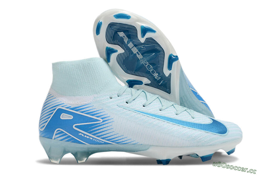 Men's Nike Air Zoom Mercurial Superfly 10 Elite FG Firm Ground High-Tops Football Boots - Jade/White/Blue 2