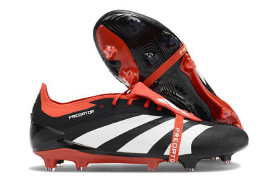 Men's Adidas Predator Elite Foldover Tongue FG Firm Ground Low-Tops Football Boots - Black/White/Red