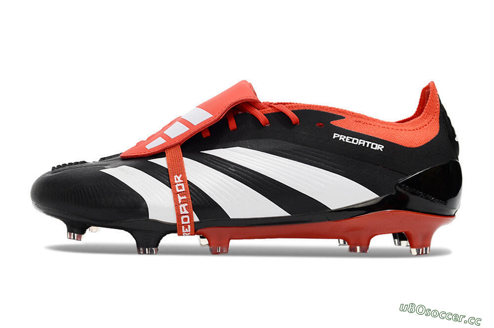 Men's Adidas Predator Elite Foldover Tongue FG Firm Ground Low-Tops Football Boots - Black/White/Red 0