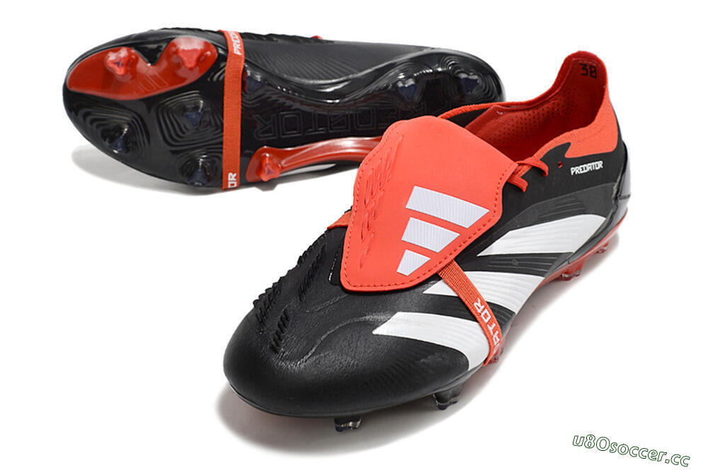 Men's Adidas Predator Elite Foldover Tongue FG Firm Ground Low-Tops Football Boots - Black/White/Red 3