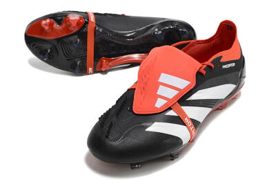 Men's Adidas Predator Elite Foldover Tongue FG Firm Ground Low-Tops Football Boots - Black/White/Red