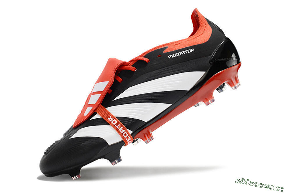Men's Adidas Predator Elite Foldover Tongue FG Firm Ground Low-Tops Football Boots - Black/White/Red 5