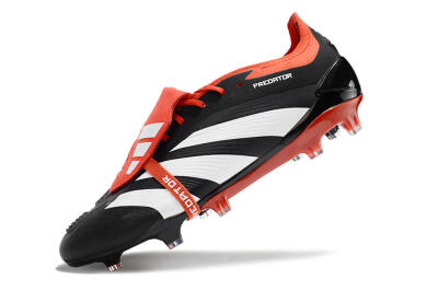 Men's Adidas Predator Elite Foldover Tongue FG Firm Ground Low-Tops Football Boots - Black/White/Red