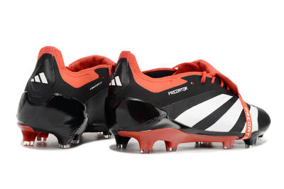 Men's Adidas Predator Elite Foldover Tongue FG Firm Ground Low-Tops Football Boots - Black/White/Red