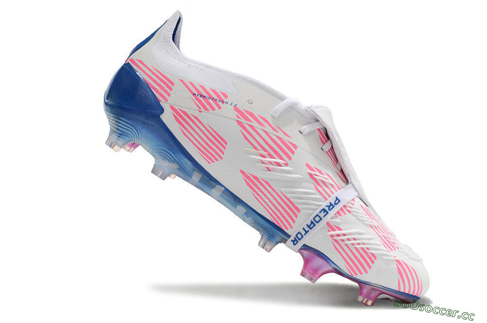 Men's Adidas Predator Elite Foldover Tongue FG Firm Ground Low-Tops Football Boots - White/Pink/Blue 4