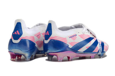 Men's Adidas Predator Elite Foldover Tongue FG Firm Ground Low-Tops Football Boots - White/Pink/Blue