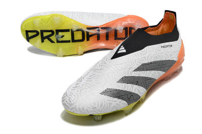 Men's Adidas Predator Accuracy+ FG Firm Ground Low-Tops Football Boots - White/Black/Orange