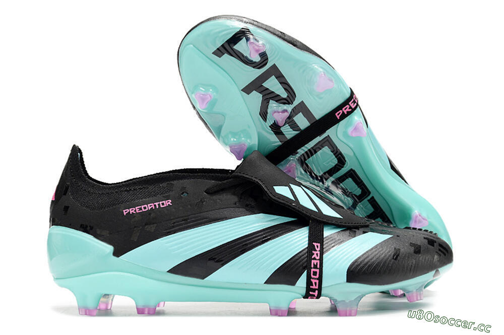 Men's Adidas Predator Elite Foldover Tongue FG Firm Ground Low-Tops Football Boots - Black/Jade/Purple 2