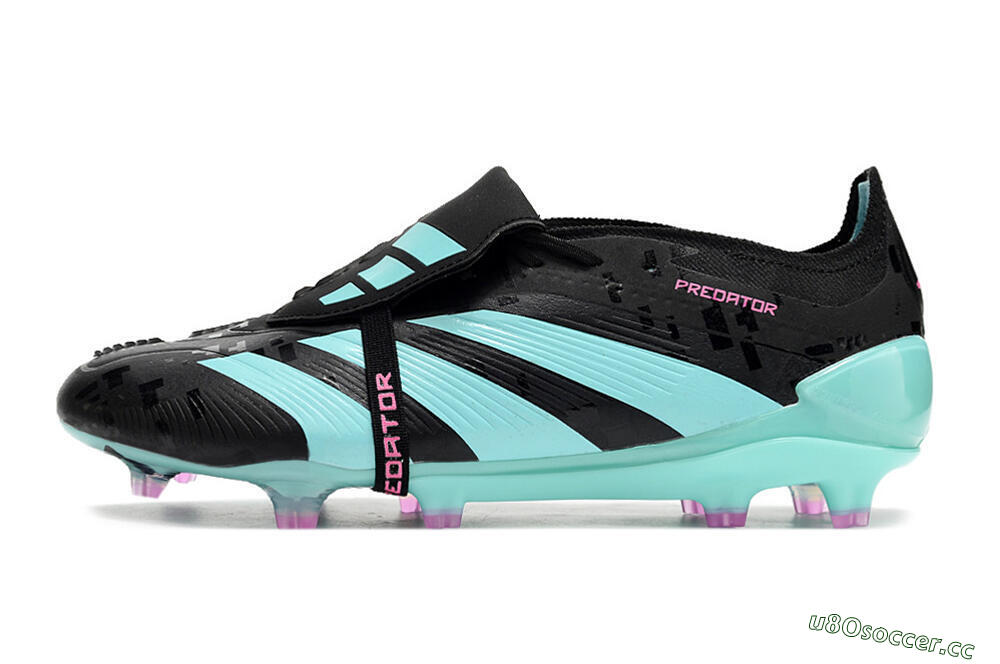 Men's Adidas Predator Elite Foldover Tongue FG Firm Ground Low-Tops Football Boots - Black/Jade/Purple 0