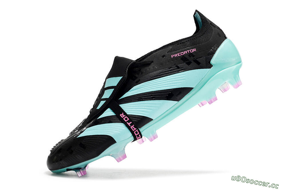 Men's Adidas Predator Elite Foldover Tongue FG Firm Ground Low-Tops Football Boots - Black/Jade/Purple 5