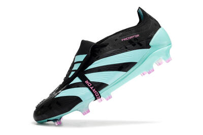 Men's Adidas Predator Elite Foldover Tongue FG Firm Ground Low-Tops Football Boots - Black/Jade/Purple