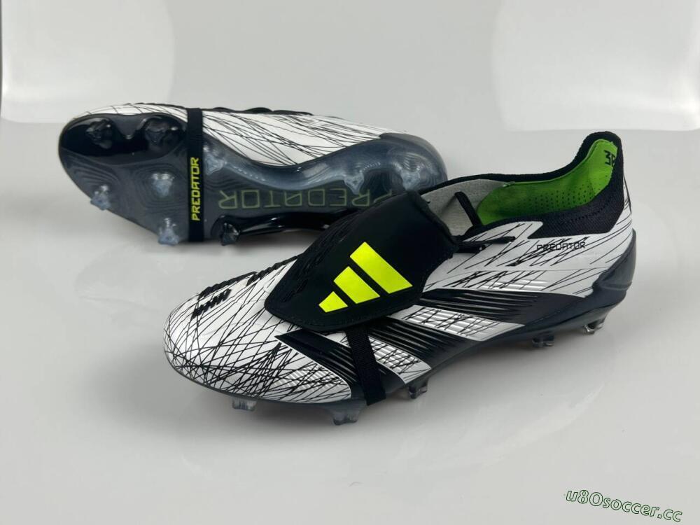 Men's Adidas Predator Elite Foldover Tongue FG Firm Ground Low-Tops Football Boots - White/Black/Yellow
