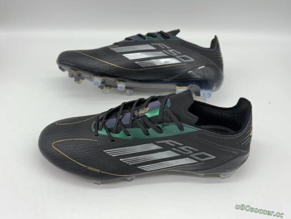 Men's Adidas F50 Adizero FG Firm Ground Low-Tops Football Boots - Black/Gold/Silver