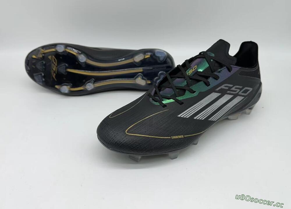 Men's Adidas F50 Adizero FG Firm Ground Low-Tops Football Boots - Black/Gold/Silver