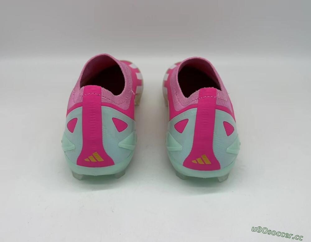 Men's Adidas X Crazyfast+ Laceless FG Firm Ground Low-Tops Football Boots - Pink/White/Gold/Jade