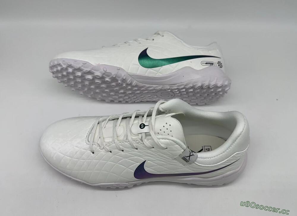 Men's Nike Tiempo Legend 10 Academy TF Artificial Turf Low-Tops Football Shoes - White/Green