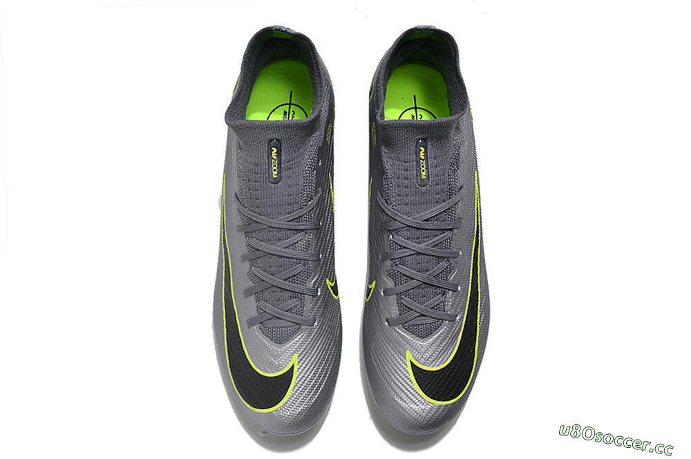 Unisex Nike Air Zoom Mercurial Superfly 9 Elite FG Firm Ground High-Tops Football Boots - Silver/Grey/Green 4