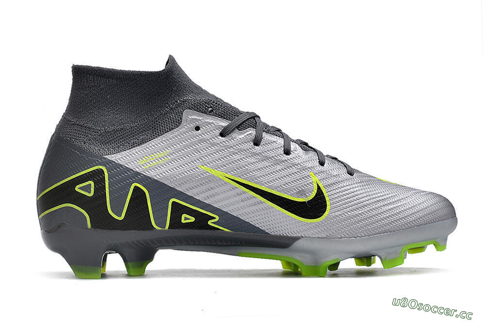 Unisex Nike Air Zoom Mercurial Superfly 9 Elite FG Firm Ground High-Tops Football Boots - Silver/Grey/Green 7