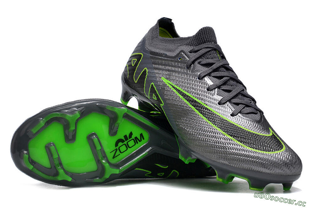 Unisex Nike Air Zoom Mercurial Vapor 15 Elite FG Firm Ground Low-Tops Football Boots - Silver/Grey/Green 1