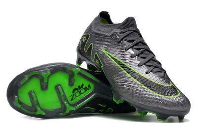 Unisex Nike Air Zoom Mercurial Vapor 15 Elite FG Firm Ground Low-Tops Football Boots - Silver/Grey/Green