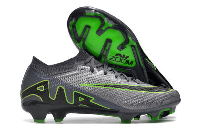 Unisex Nike Air Zoom Mercurial Vapor 15 Elite FG Firm Ground Low-Tops Football Boots - Silver/Grey/Green