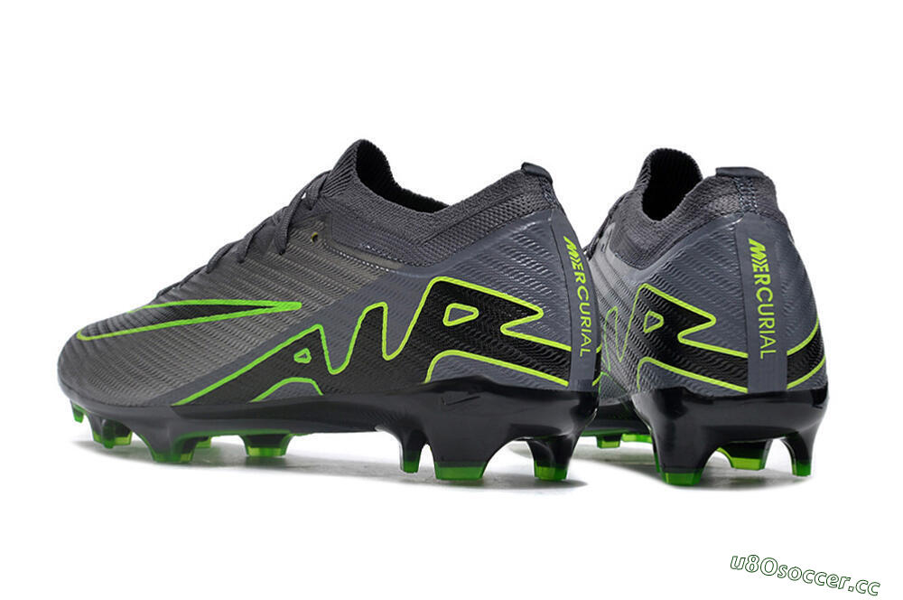 Unisex Nike Air Zoom Mercurial Vapor 15 Elite FG Firm Ground Low-Tops Football Boots - Silver/Grey/Green 5