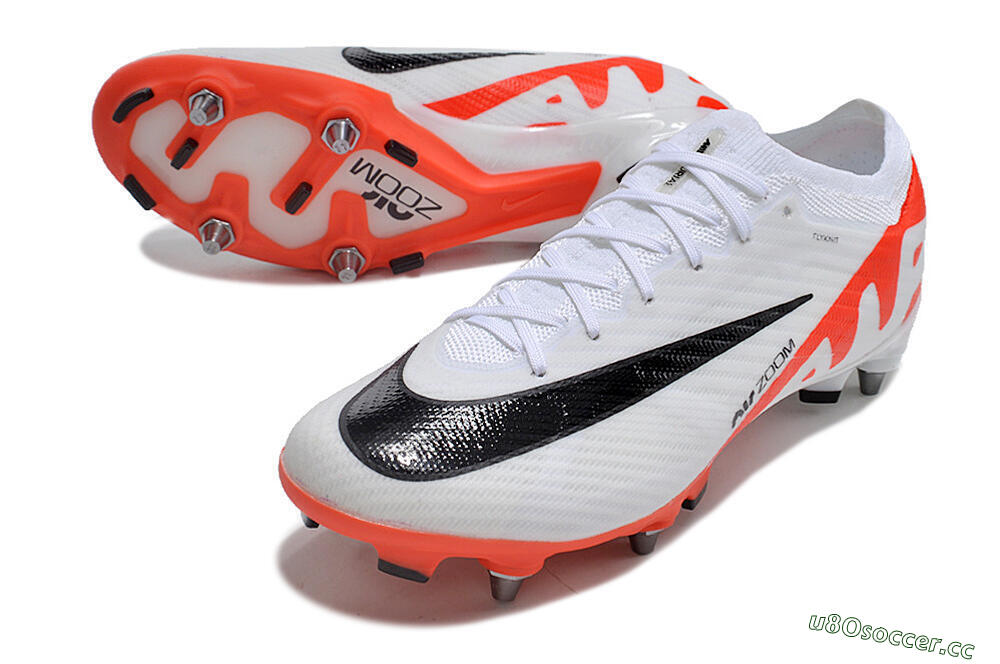 Men's Nike Air Zoom Mercurial Vapor 15 Elite SG Soft Ground Low-Tops Football Boots - White/Black/Red 3