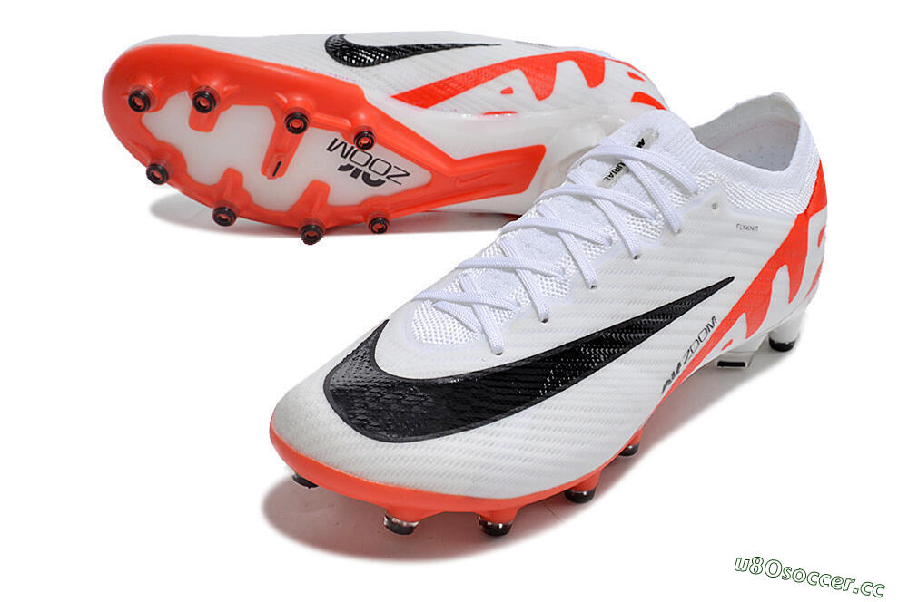 Men's Nike Air Zoom Mercurial Vapor 15 Elite AG Artificial Grass Low-Tops Football Boots - White/Black/Red 3