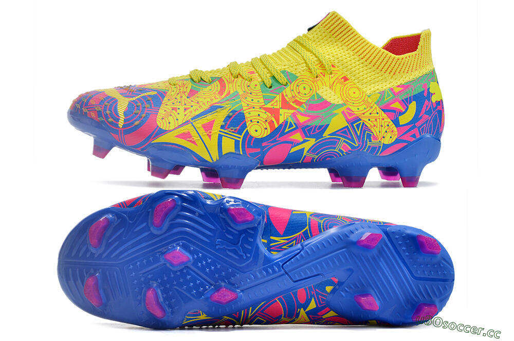 Men's Puma Future Ultimate FG Firm Ground Low-Tops Football Boots - Yellow/Rainbow 1