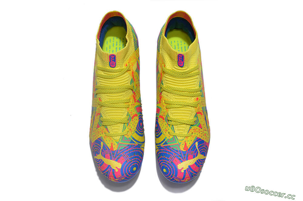 Men's Puma Future Ultimate FG Firm Ground Low-Tops Football Boots - Yellow/Rainbow 4