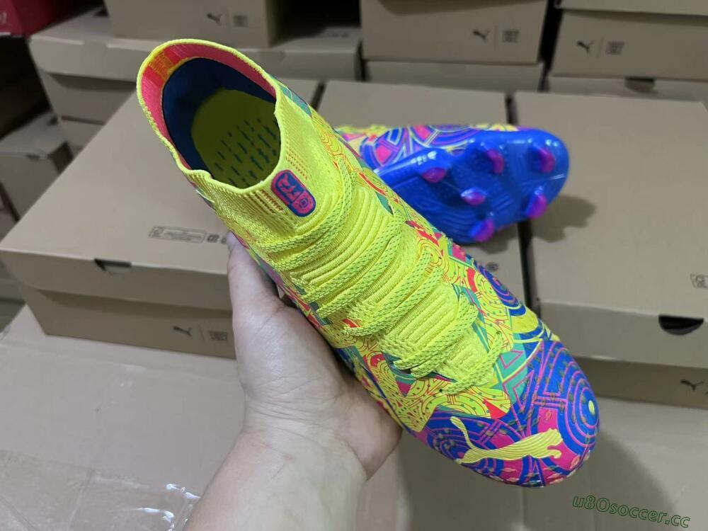 Men's Puma Future Ultimate FG Firm Ground Low-Tops Football Boots - Yellow/Rainbow