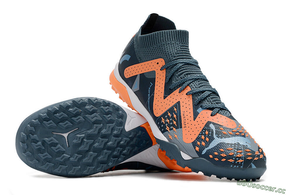 Men's Puma Future Ultimate TF Artificial Turf Low-Tops Football Shoes - Blue/Orange 3