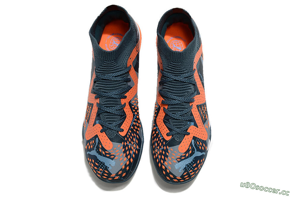 Men's Puma Future Ultimate TF Artificial Turf Low-Tops Football Shoes - Blue/Orange 4