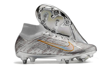 Men's Nike Air Zoom Mercurial Superfly 9 Elite SG Soft Ground High-Tops Football Boots - Silver/Gold