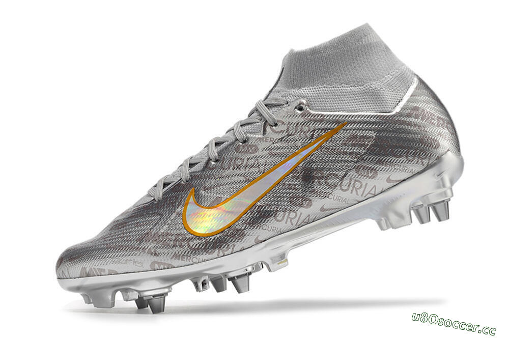Men's Nike Air Zoom Mercurial Superfly 9 Elite SG Soft Ground High-Tops Football Boots - Silver/Gold 4