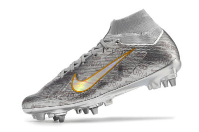 Men's Nike Air Zoom Mercurial Superfly 9 Elite SG Soft Ground High-Tops Football Boots - Silver/Gold