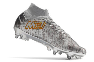 Men's Nike Air Zoom Mercurial Superfly 9 Elite SG Soft Ground High-Tops Football Boots - Silver/Gold