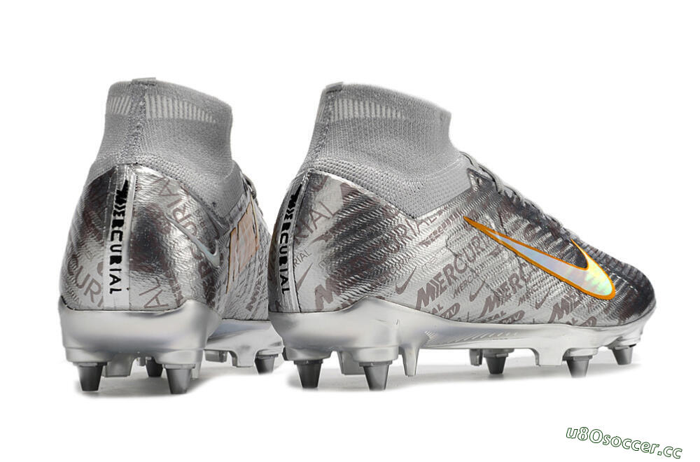 Men's Nike Air Zoom Mercurial Superfly 9 Elite SG Soft Ground High-Tops Football Boots - Silver/Gold 6