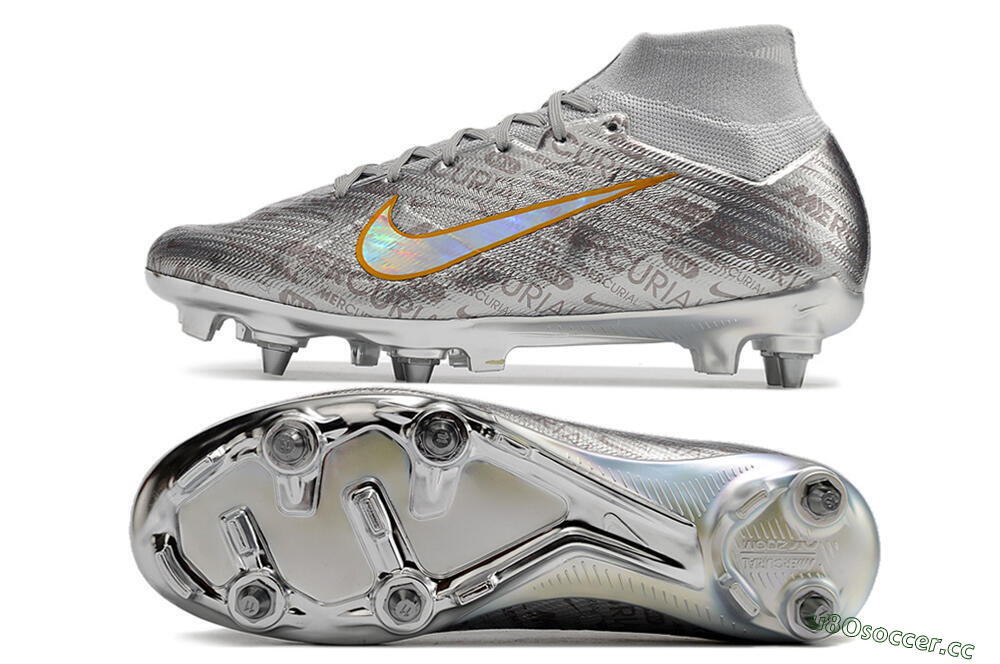 Men's Nike Air Zoom Mercurial Superfly 9 Elite SG Soft Ground High-Tops Football Boots - Silver/Gold 1