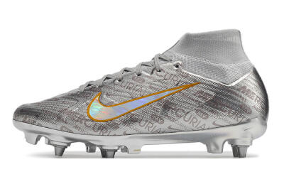 Men's Nike Air Zoom Mercurial Superfly 9 Elite SG Soft Ground High-Tops Football Boots - Silver/Gold