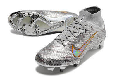 Men's Nike Air Zoom Mercurial Superfly 9 Elite SG Soft Ground High-Tops Football Boots - Silver/Gold