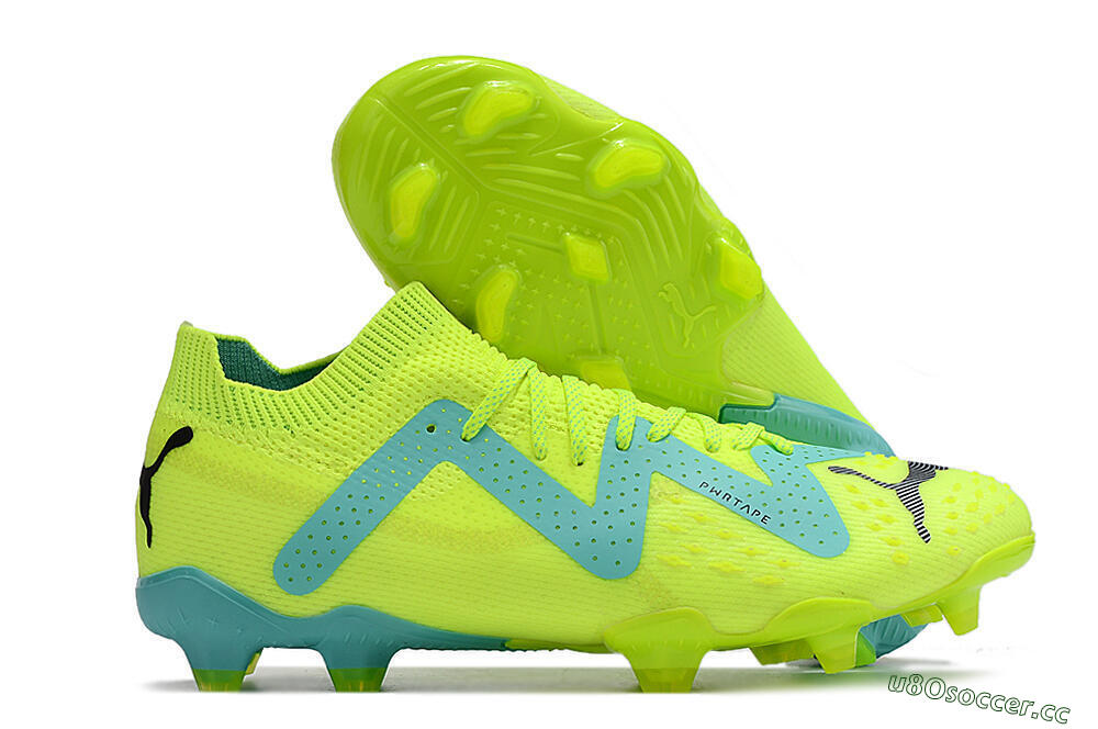 Men's Puma Future Ultimate FG Firm Ground Low-Tops Football Boots - Green/Blue/Black 2