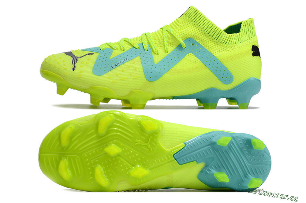 Men's Puma Future Ultimate FG Firm Ground Low-Tops Football Boots - Green/Blue/Black 1